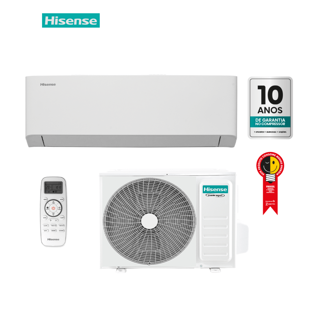 Ar Condicionado Hi Wall Split Inverter Hisense Hi-Efficiency 36000 BTU's Frio Wi-Fi R32 220V