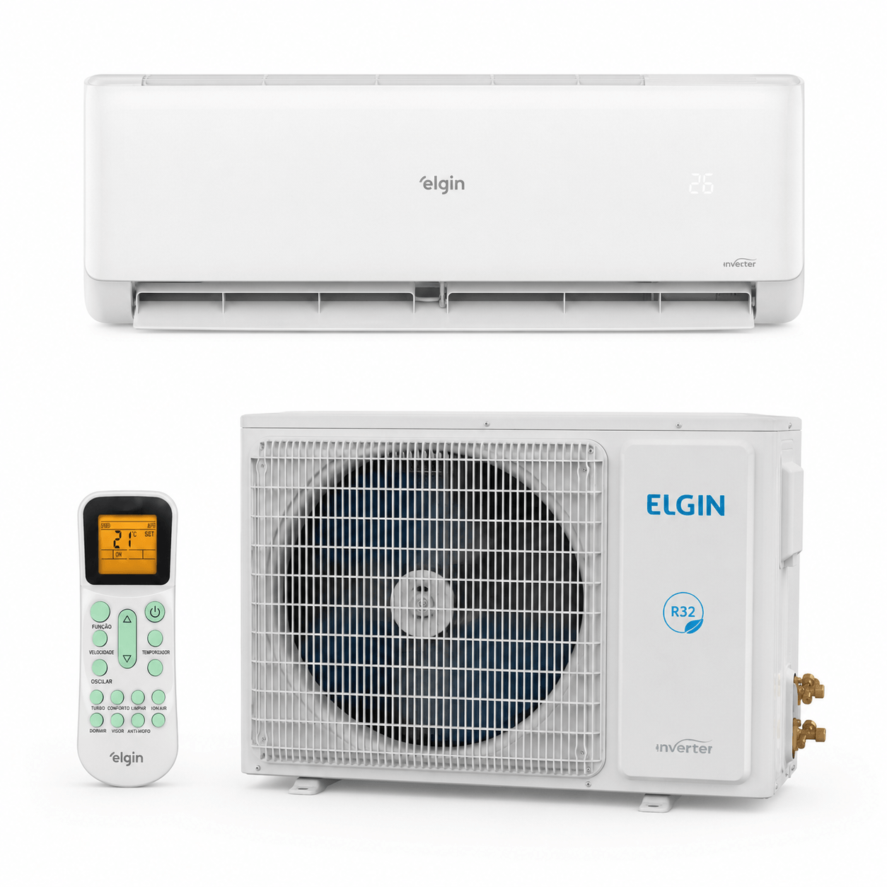 Ar Condicionado Hi Wall Split Inverter Elgin Eco III 18000 BTU's Frio Wi-Fi R32 220V