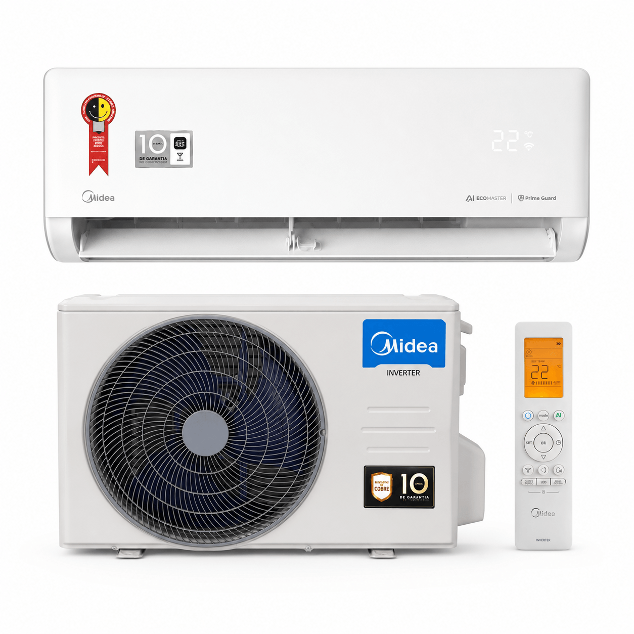 Ar Condicionado Hi Wall Split Inverter Midea AI EcoMaster Connect 24000 BTU's Quente e Frio R32 220V